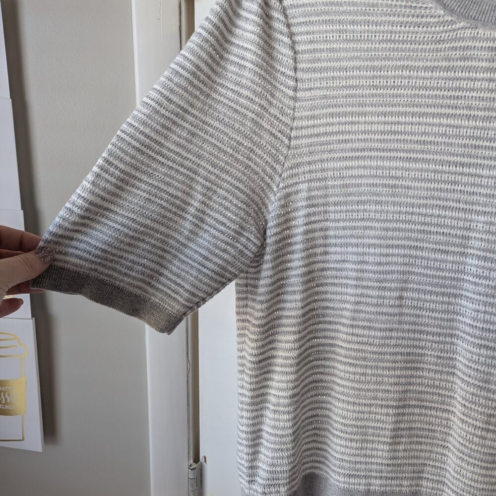 Veronica Beard Jeans Crochet Knit Gray Shirt Size Large - Picture 7 of 7